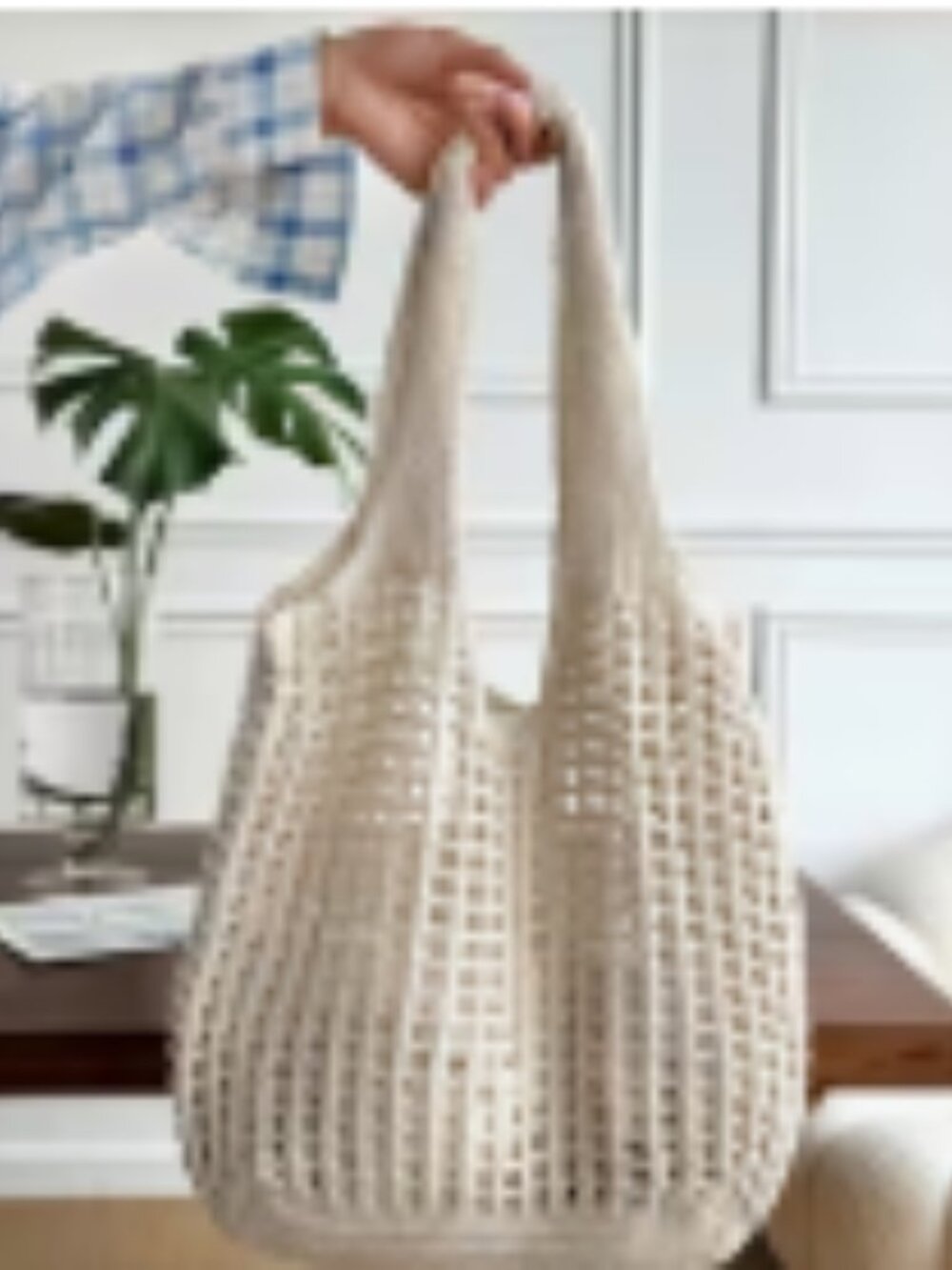 Minimalist Large Capacity Hollow Knitted Shopping Tote Bag